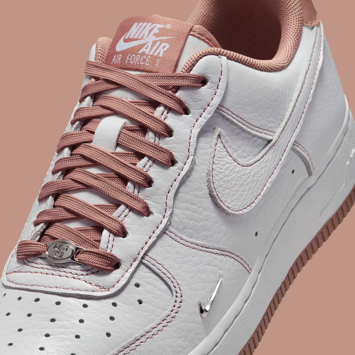 Nike Air Force 1 Low Mini Swoosh White Particle Pink Metallic Silver Ib6543 100 4