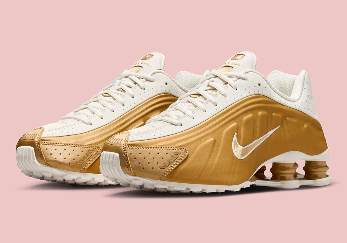 The Nike Shox R4 Dazzles In "Soft Metallic Gold"