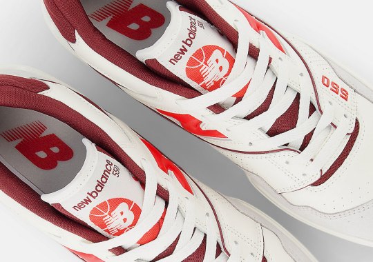The New Balance 550 Mixes Up Burgundy And “True Red” For Summer