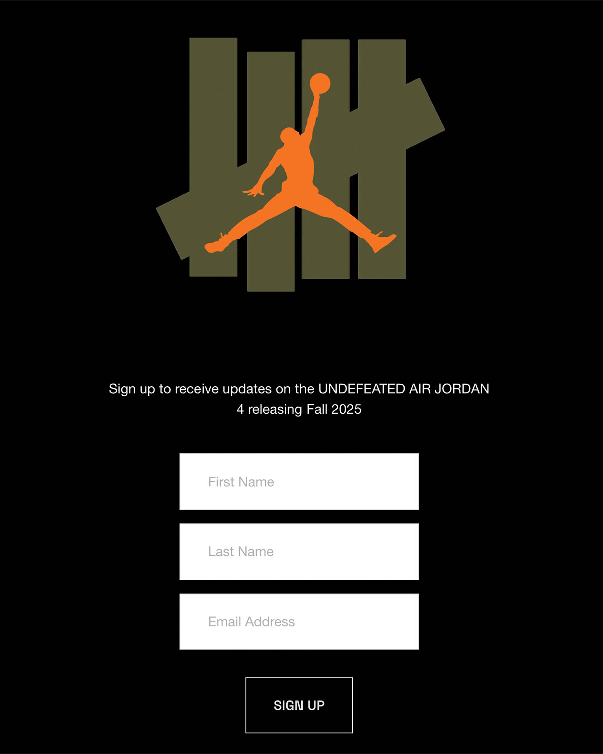 Undefeated Jordan 4 Microsite