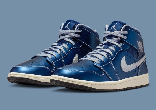The Air Jordan 1 Mid Issues A Shimmering "Metallic Blue"