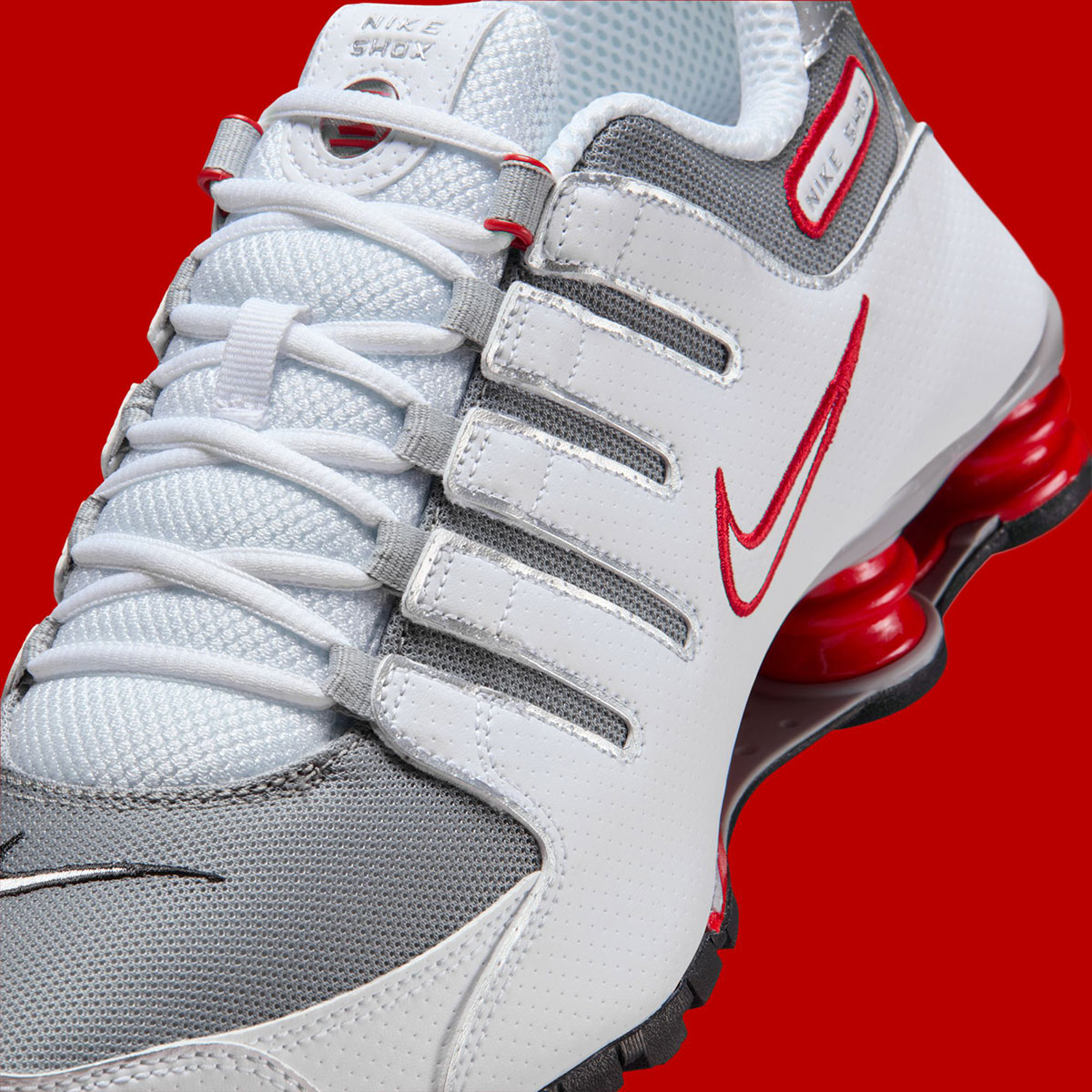 Nike Shox Nz White Sport Red Cool Grey Metallic Silver 378341 104 6